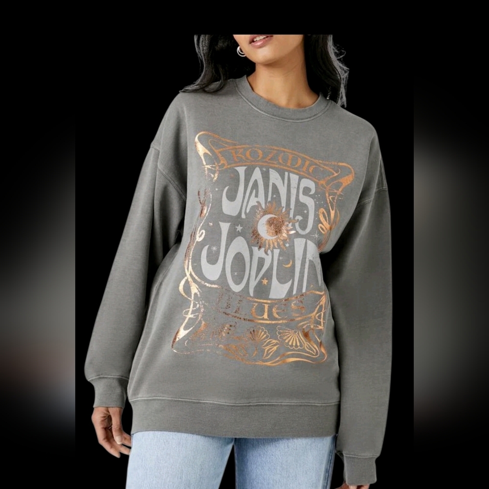 Forever 21 Janis Joplin Sweatshirt - Grey
